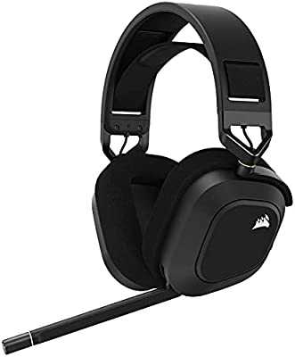 Corsair HS80 RGB WIRELESS Premium Gaming Headset With Dolby Atmos Audio (Low-Latency, Omni-Directional Microphone, 60ft Range, Up To 20 Hours Battery Life, PS5/PS4 Wireless Compatibility) Carbon